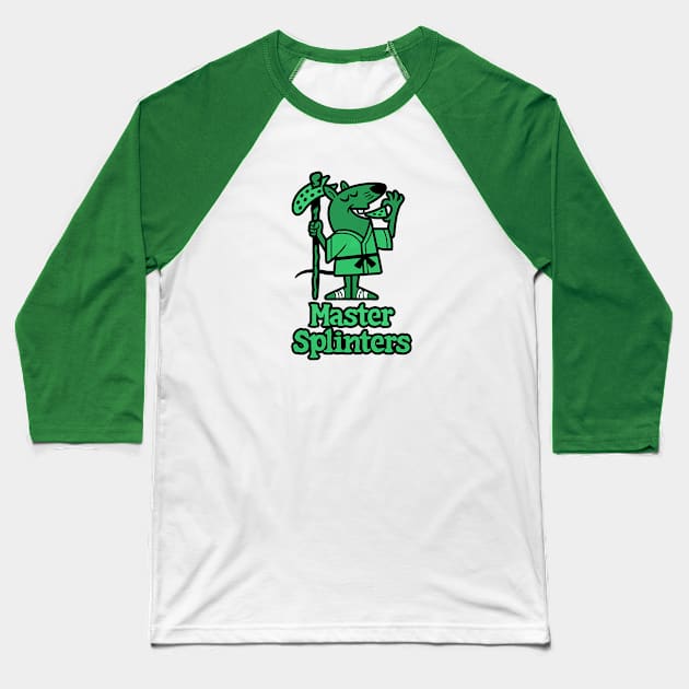 Master Splinters Pizza green Baseball T-Shirt by RileyDixon